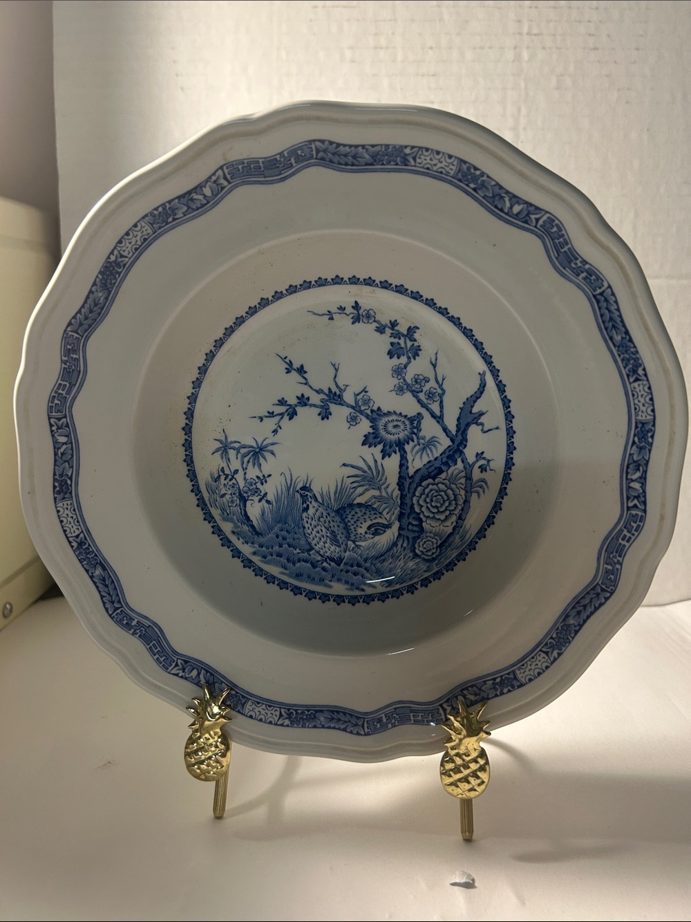 Blue and White Floral Porcelain Dinner Plate